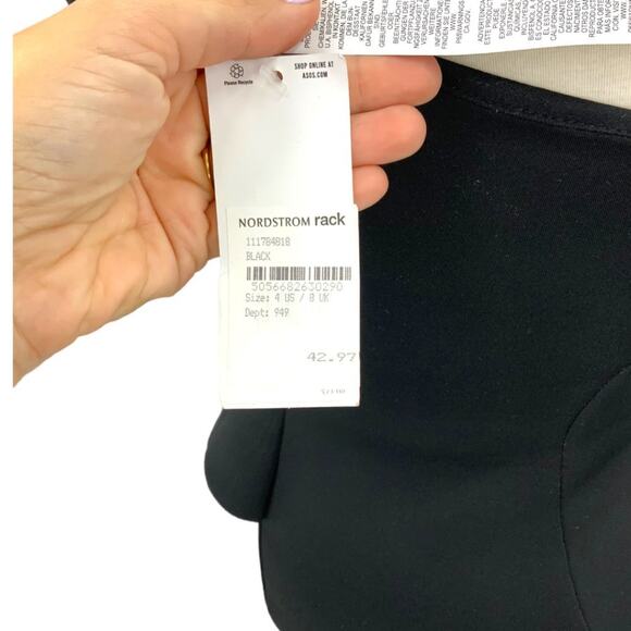 ASOS DESIGN One Shoulder Half Peplum Pencil Midi Dress Black Size 4 NWT - Picture 8 of 10